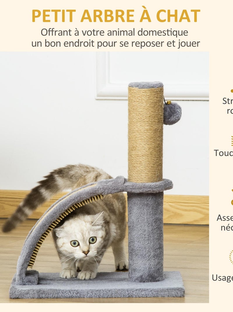 Arbre à chat griffoir grattoir jeu boule demi-arc de massage gris Gris - Kiabi