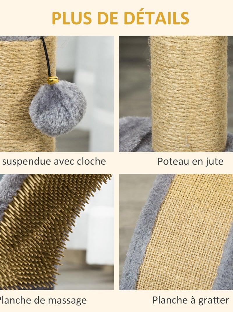 Arbre à chat griffoir grattoir jeu boule demi-arc de massage gris Gris - Kiabi