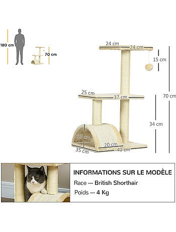 Arbre à chat griffoir grattoir peluche sisal naturel