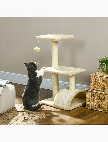 Arbre à chat griffoir grattoir peluche sisal naturel