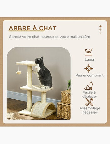 Arbre à chat griffoir grattoir peluche sisal naturel