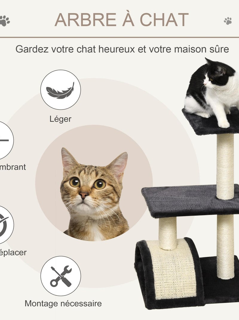 Arbre à chat griffoir grattoir peluche sisal naturel Gris - Kiabi