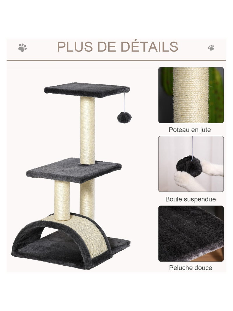 Arbre à chat griffoir grattoir peluche sisal naturel Gris - Kiabi