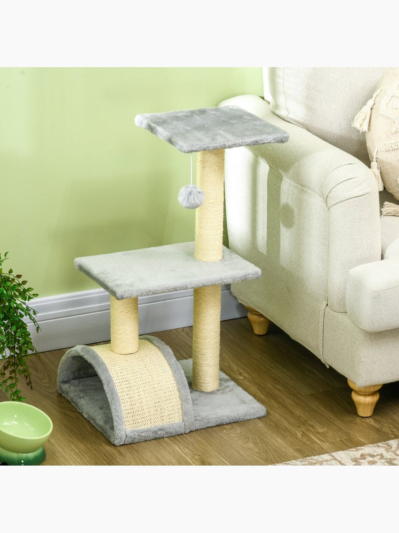 Arbre à chat griffoir grattoir peluche sisal naturel gris clair Gris - Kiabi