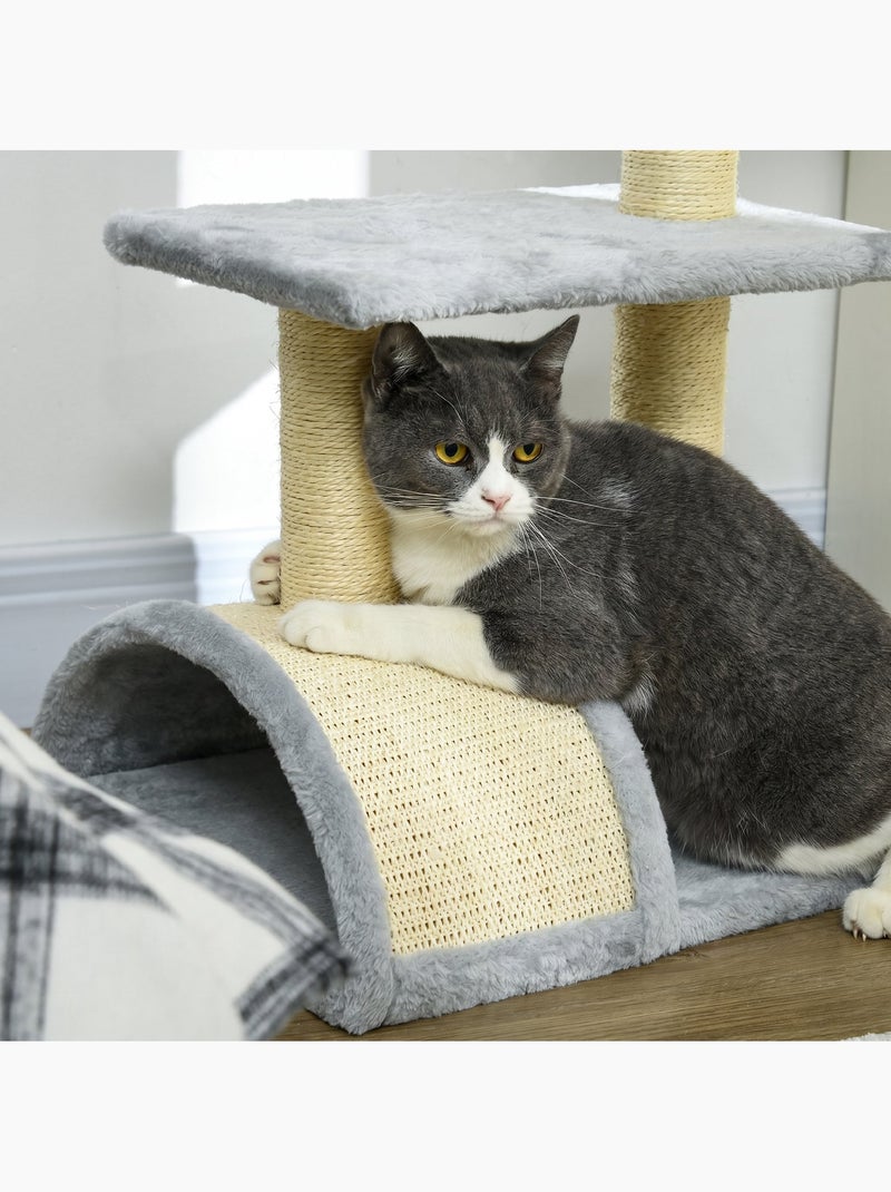 Arbre à chat griffoir grattoir peluche sisal naturel gris clair Gris - Kiabi