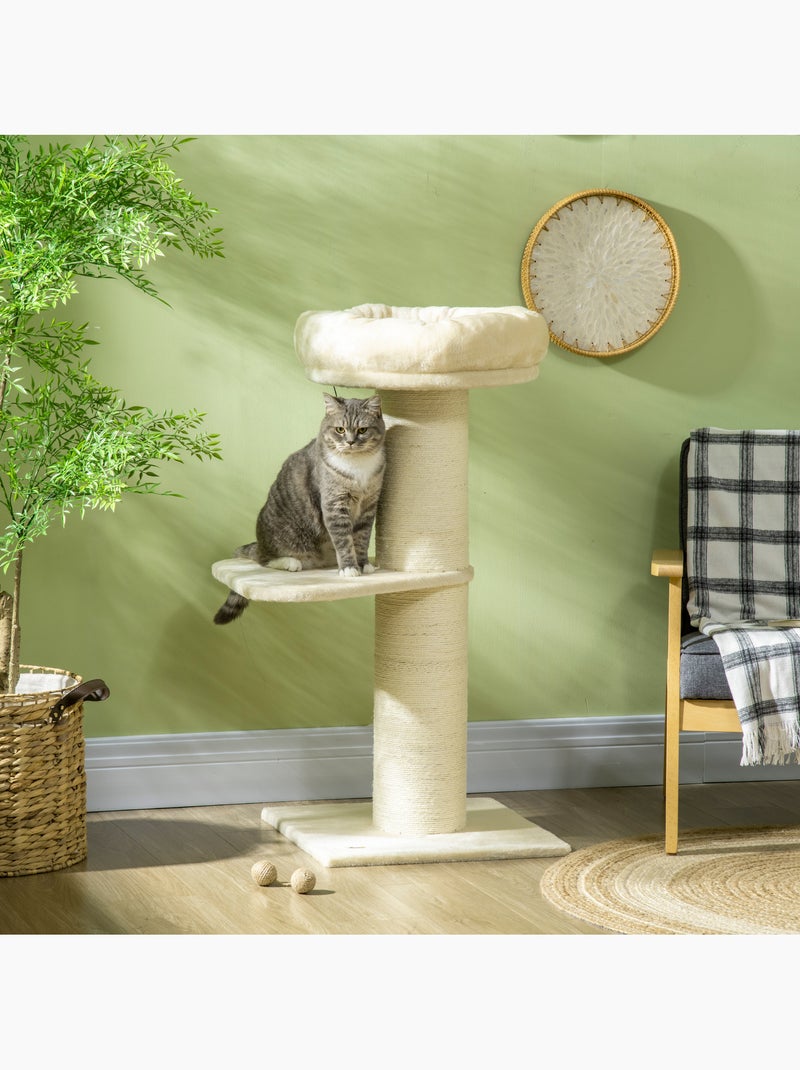 Arbre à chat griffoir sisal naturel peluche beige Beige - Kiabi