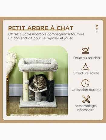 Arbre à chat griffoirs massant panier plateforme jeu boule gris