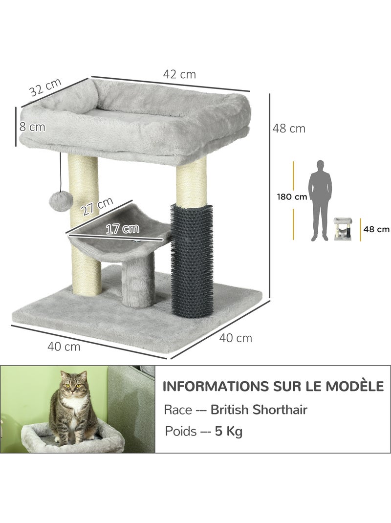Arbre à chat griffoirs massant panier plateforme jeu boule gris Gris - Kiabi