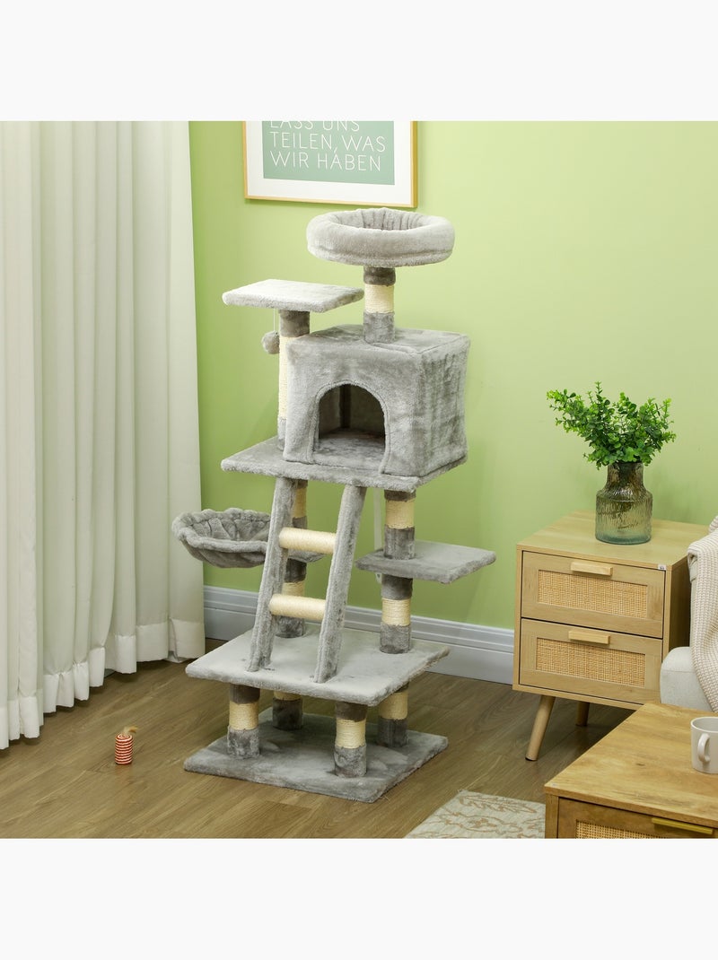 Arbre à chat griffoirs niche plateformes échelle hamac boule gris Gris - Kiabi
