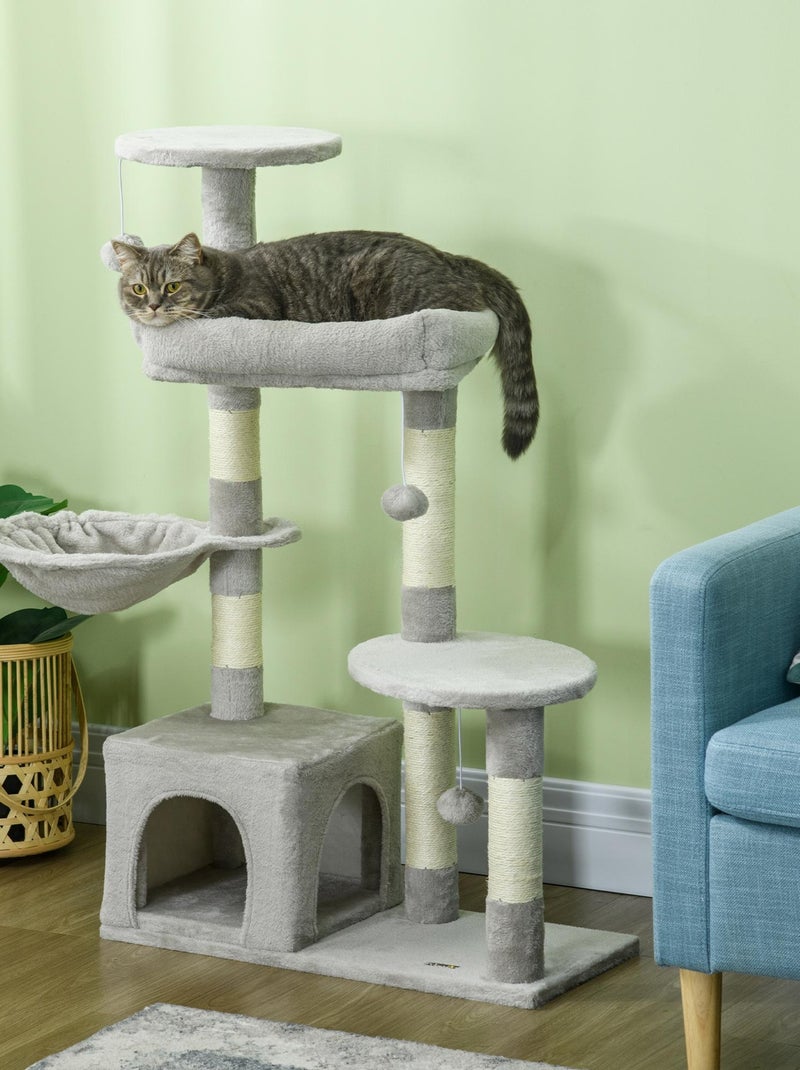 Arbre à chat griffoirs niche plateformes jeux boules gris Gris - Kiabi