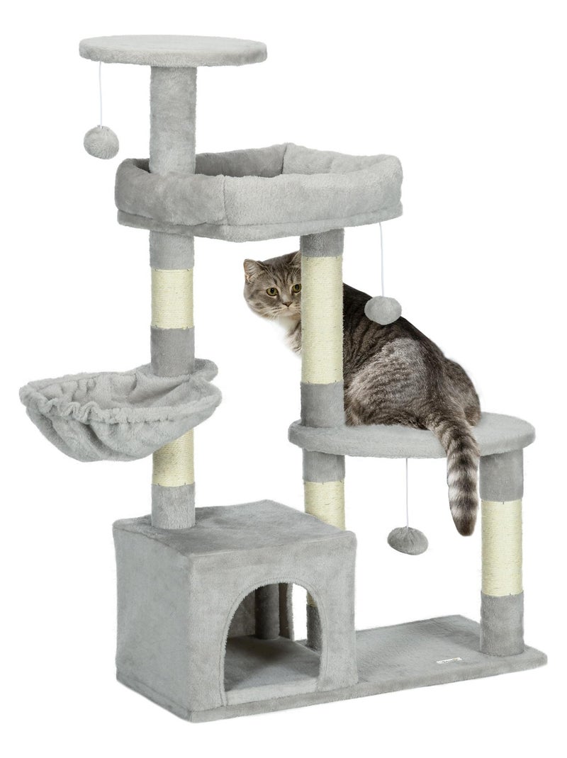 Arbre à chat griffoirs niche plateformes jeux boules gris Gris - Kiabi