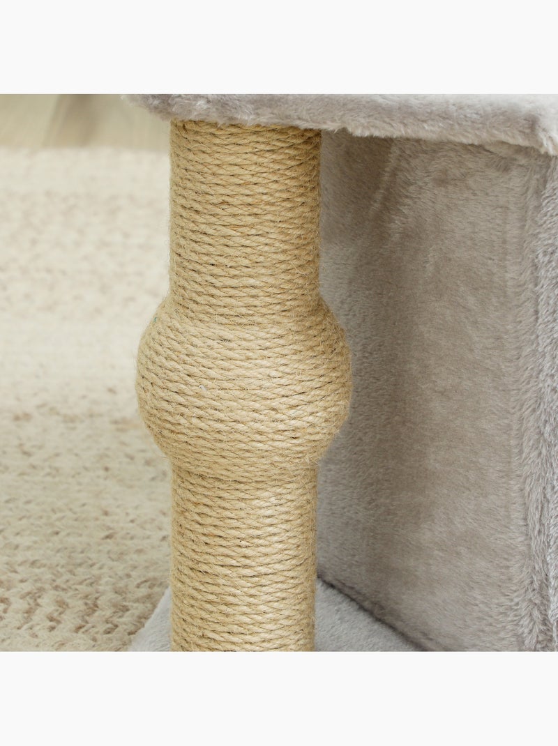 Arbre à chat h.66 cm poteaux à griffer jute plateforme balle gris Gris - Kiabi