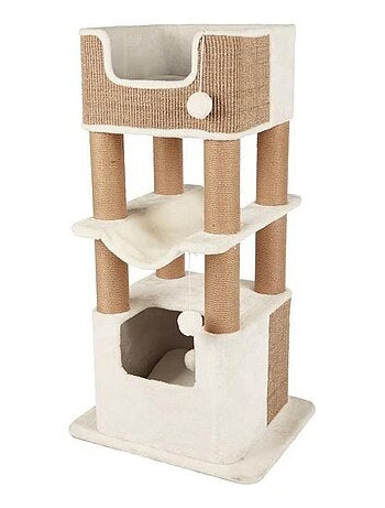 Arbre à chat LUCANO - 110 cm - Blanc/Taupe - TRIXIE