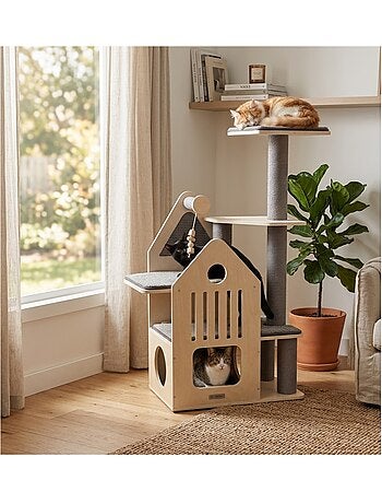 Arbre a chat maisonnette et plateforme