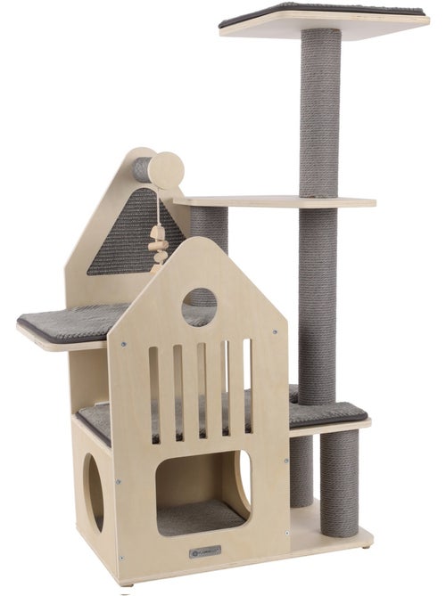 Arbre a chat maisonnette et plateforme - Kiabi Arbre a chat maisonnette et plateforme - Kiabi