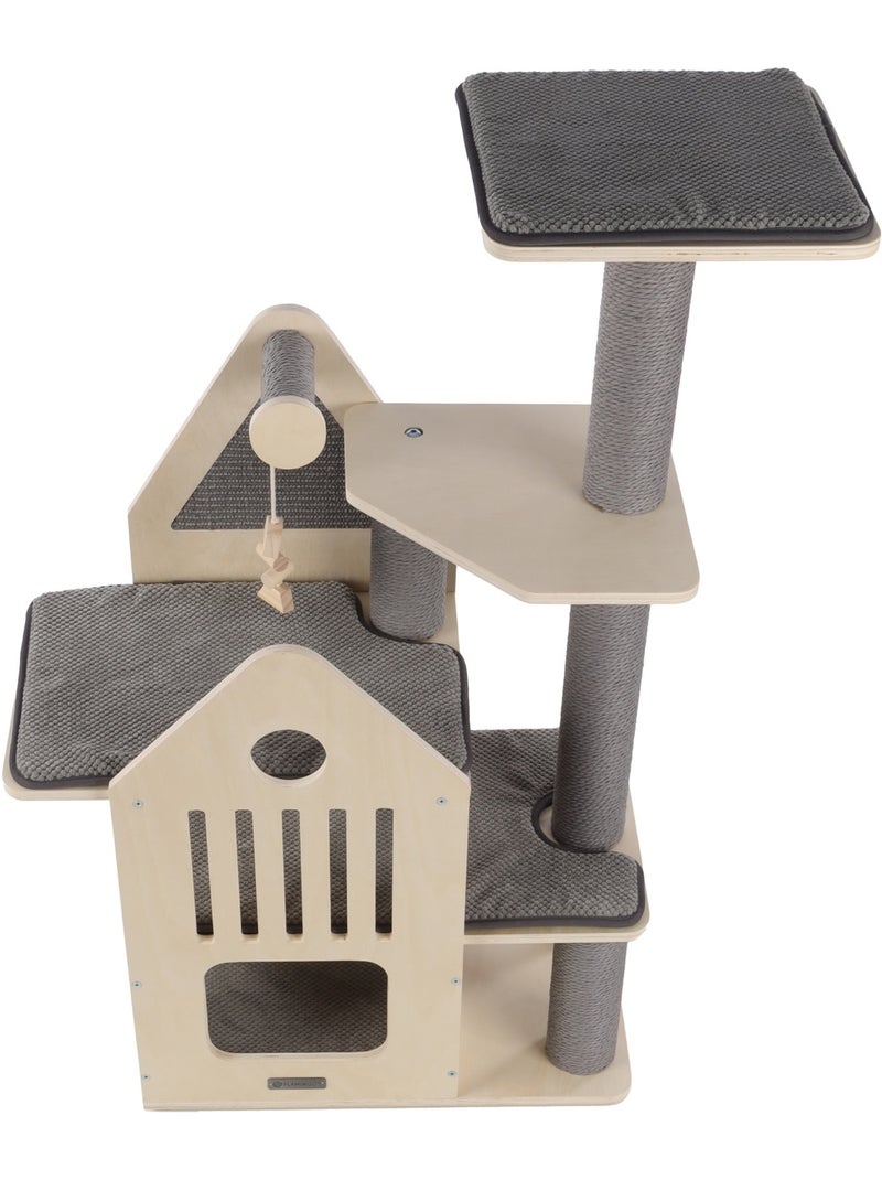 Arbre a chat maisonnette et plateforme Gris clair - Kiabi