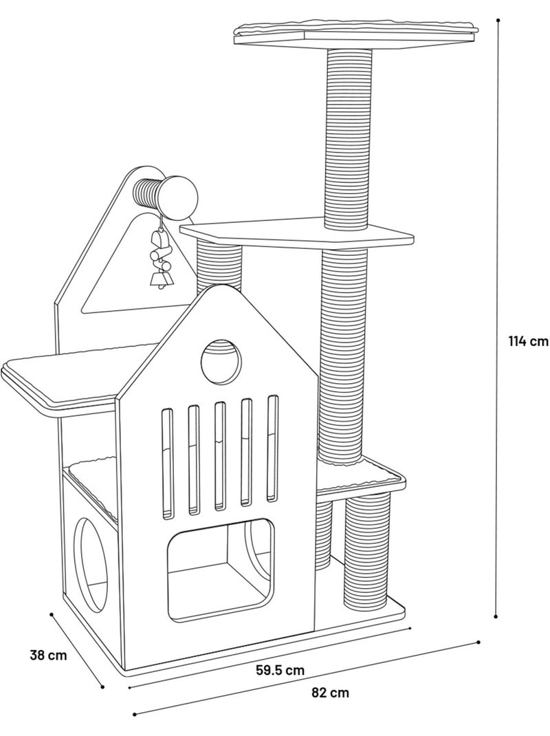 Arbre a chat maisonnette et plateforme Gris clair - Kiabi