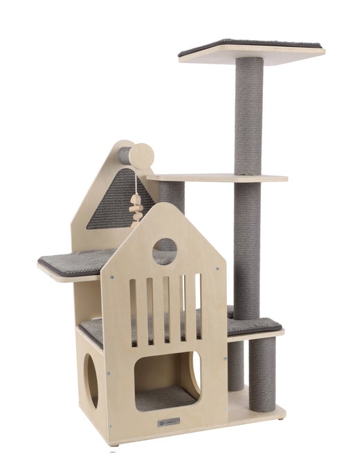 Arbre à chat maisonnette et plateforme - Kiabi