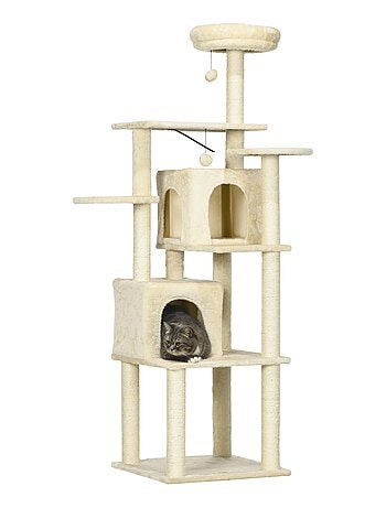 Arbre à chat modulable - équipements multiples - peluche beige
