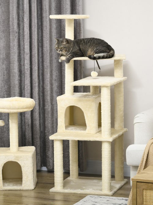 Arbre à chat modulable - équipements multiples - peluche beige - Kiabi