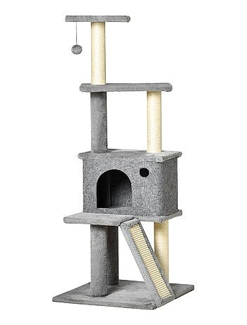 Arbre à chat multi-équipé grande niche housse amovible gris