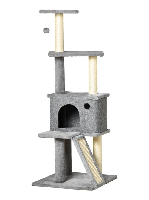 Arbre à chat multi-équipé grande niche housse amovible gris - Kiabi