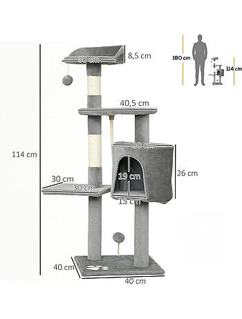 Arbre à chat multi-équipement griffoirs grattoirs plateformes niche corde jouets