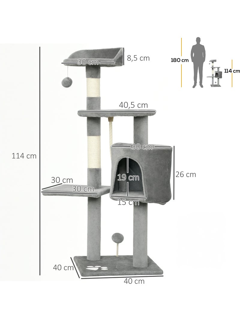 Arbre à chat multi-équipement griffoirs grattoirs plateformes niche corde jouets Gris - Kiabi