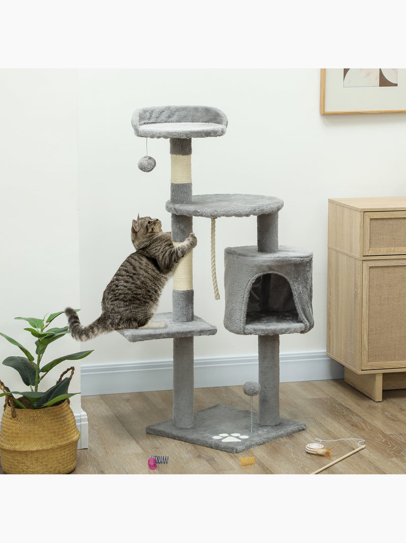 Arbre à chat multi-équipement griffoirs grattoirs plateformes niche corde jouets Gris - Kiabi
