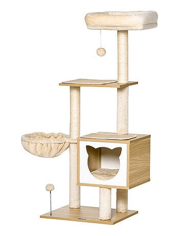 Arbre à chat multi-équipement H126 cm beige