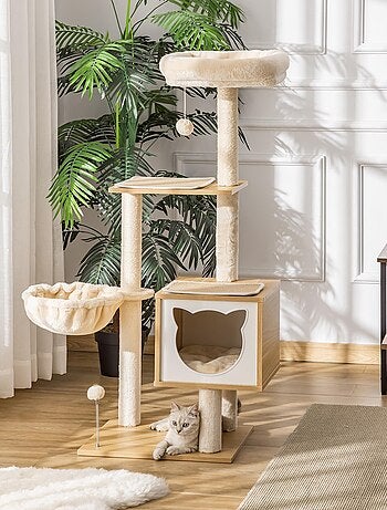 Arbre à chat multi-équipement H126 cm beige