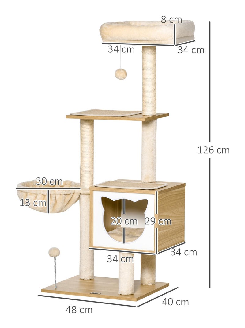Arbre à chat multi-équipement H126 cm beige Beige - Kiabi
