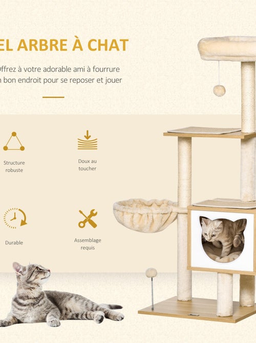 Arbre à chat multi-équipement H126 cm beige - Kiabi