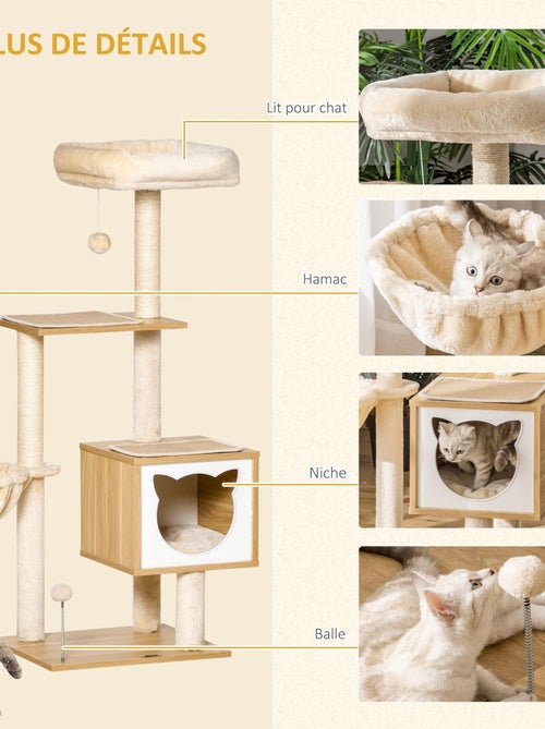 Arbre à chat multi-équipement H126 cm beige - Kiabi