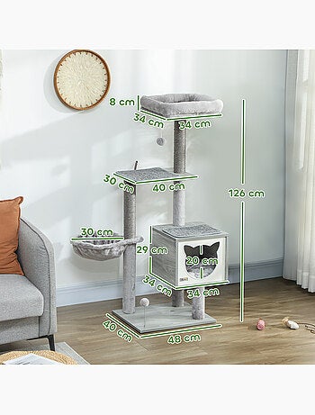 Arbre à chat multi-équipement h126 cm