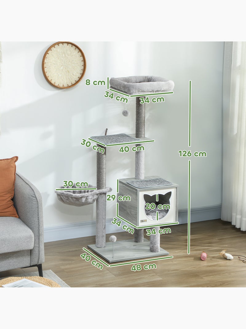 Arbre à chat multi-équipement h126 cm Gris - Kiabi