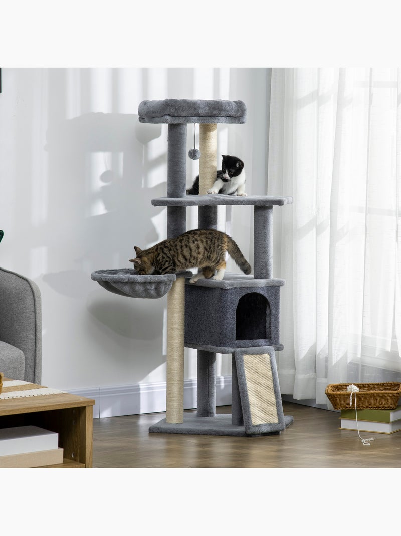 Arbre à chat multi-équipement peluche haute densité gris Gris - Kiabi