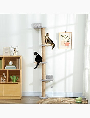 Arbre à chat mural 4 plateformes griffoirs grattoirs boule