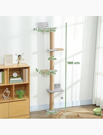 Arbre à chat mural 4 plateformes griffoirs grattoirs boule