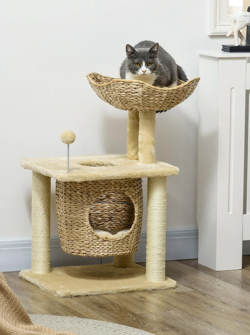 Arbre à chat style cosy chic 2 coussins inclus quenouille sisal naturel beige Beige - Kiabi