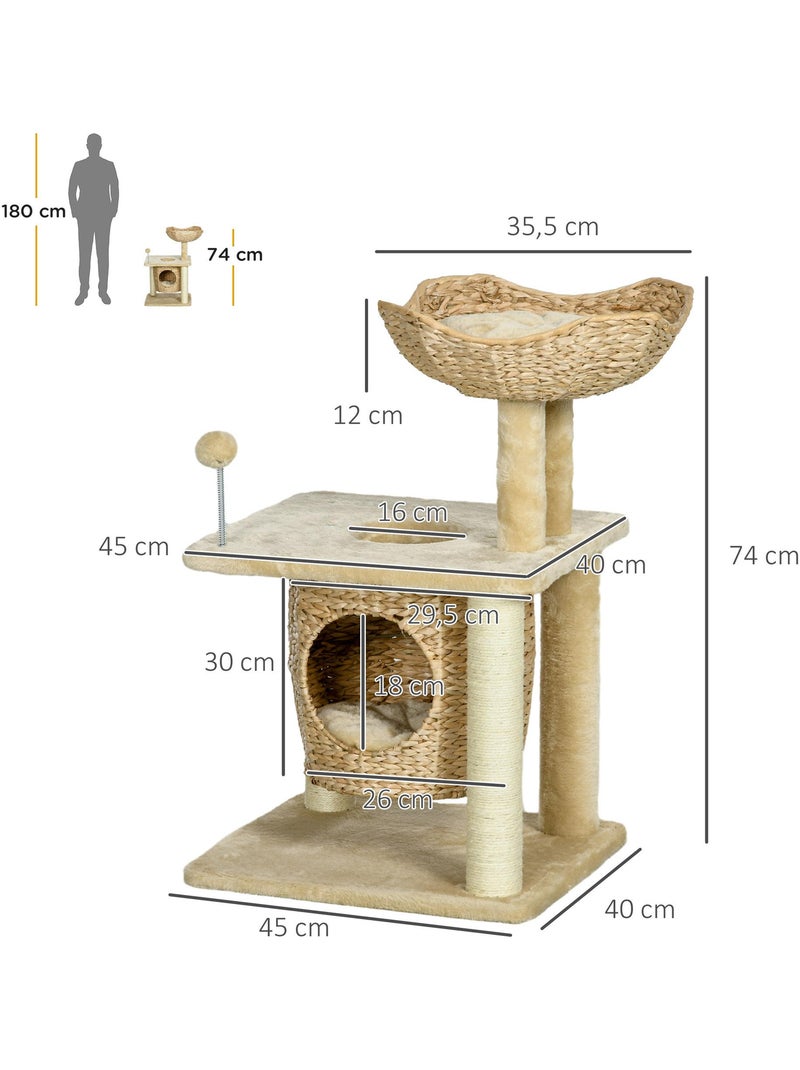 Arbre à chat style cosy chic 2 coussins inclus quenouille sisal naturel beige Beige - Kiabi