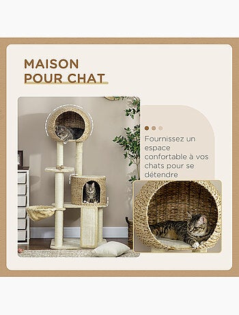 Arbre à chat style cosy chic peluche beige jacinthe d'eau