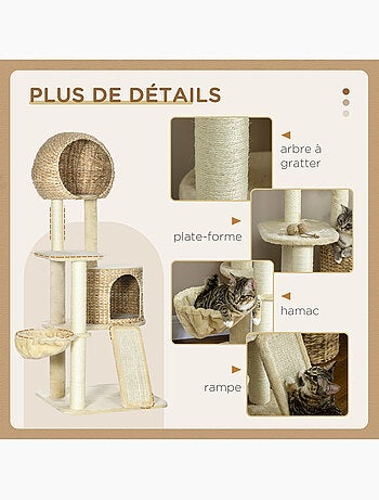Arbre à chat style cosy chic peluche beige jacinthe d'eau