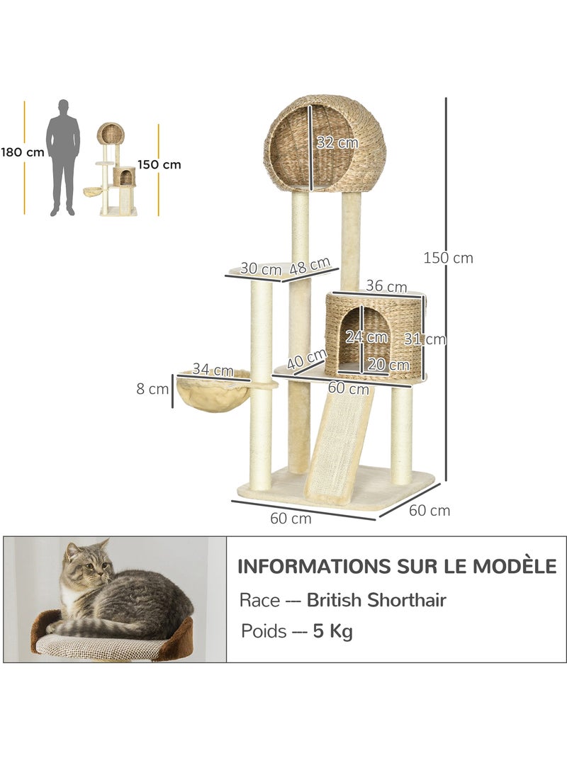 Arbre à chat style cosy chic peluche beige jacinthe d'eau Beige - Kiabi