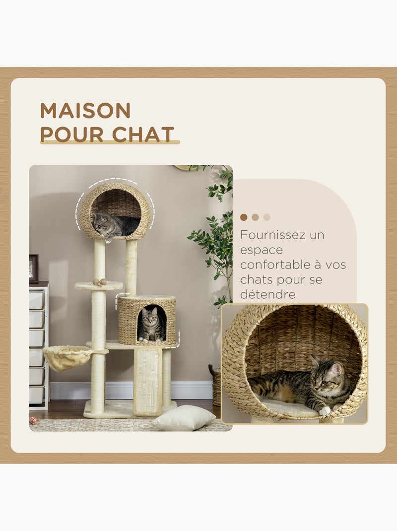 Arbre à chat style cosy chic peluche beige jacinthe d'eau Beige - Kiabi