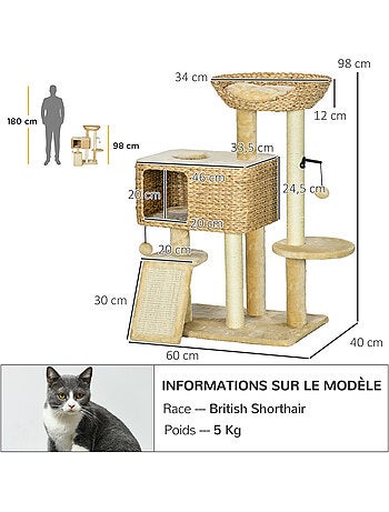 Arbre à chat style cosy chic peluche beige jacinthe d'eau