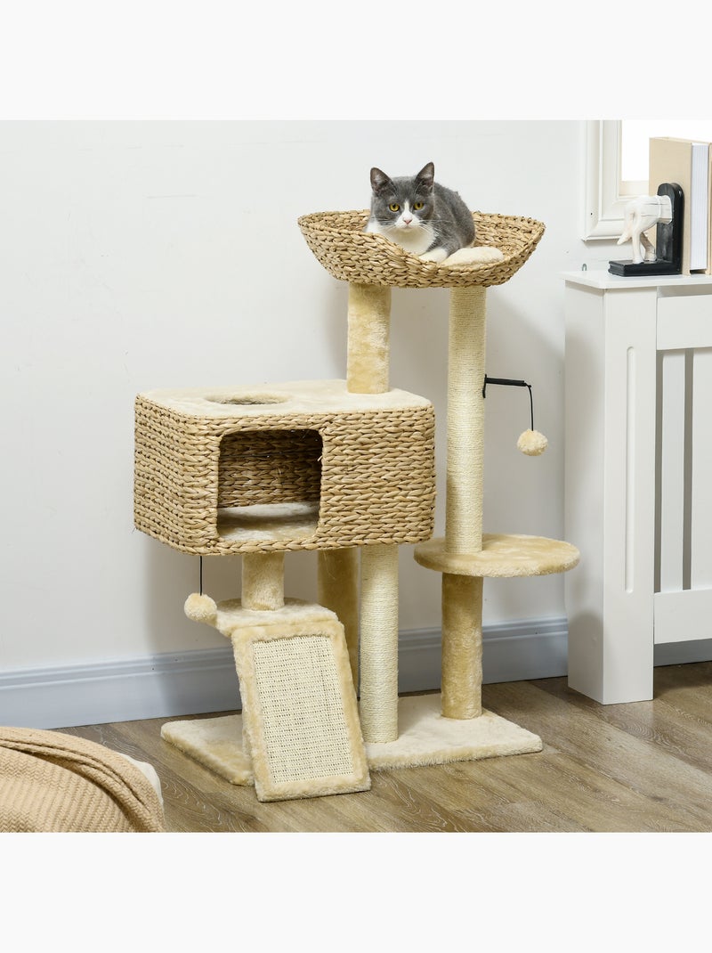 Arbre à chat style cosy chic peluche beige jacinthe d'eau Beige - Kiabi