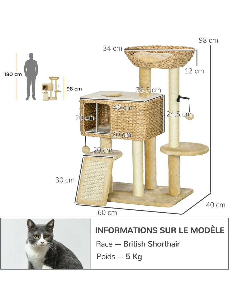 Arbre à chat style cosy chic peluche beige jacinthe d'eau Beige - Kiabi