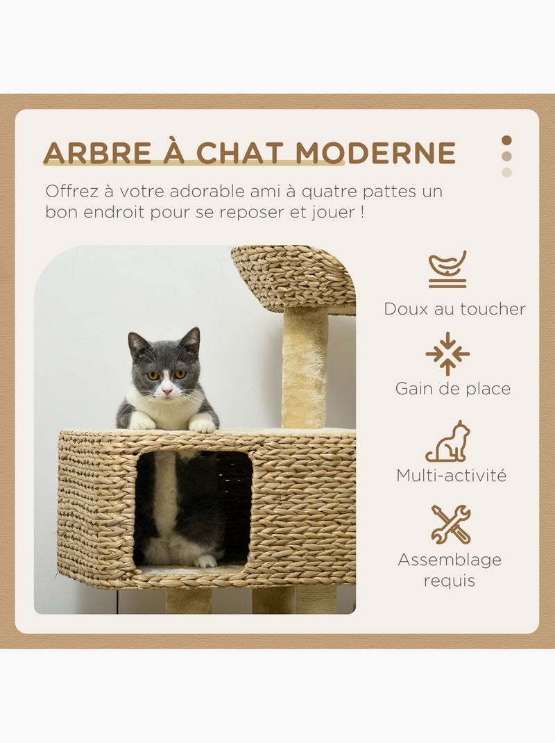 Arbre à chat style cosy chic peluche beige jacinthe d'eau Beige - Kiabi