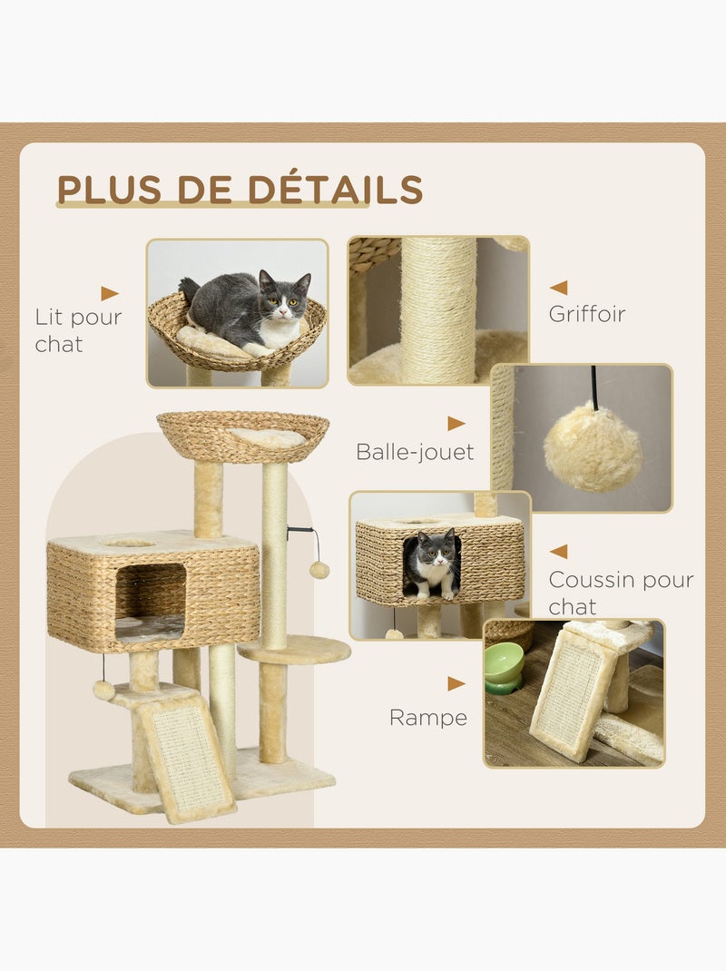 Arbre à chat style cosy chic peluche beige jacinthe d'eau Beige - Kiabi